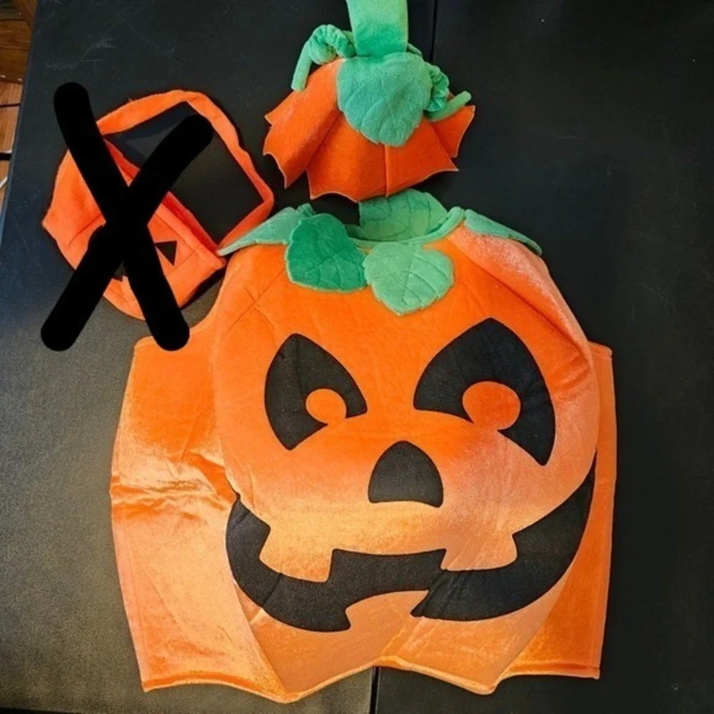 Spooktacular Creations Toddler Pumpkin Costume 3T Jack-O-Lantern Hat Set